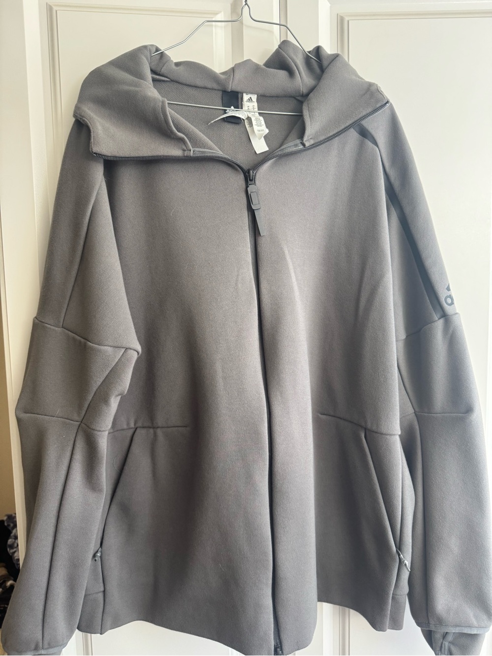 Adidas Men’s Gray Full-Zip Hooded Jacket